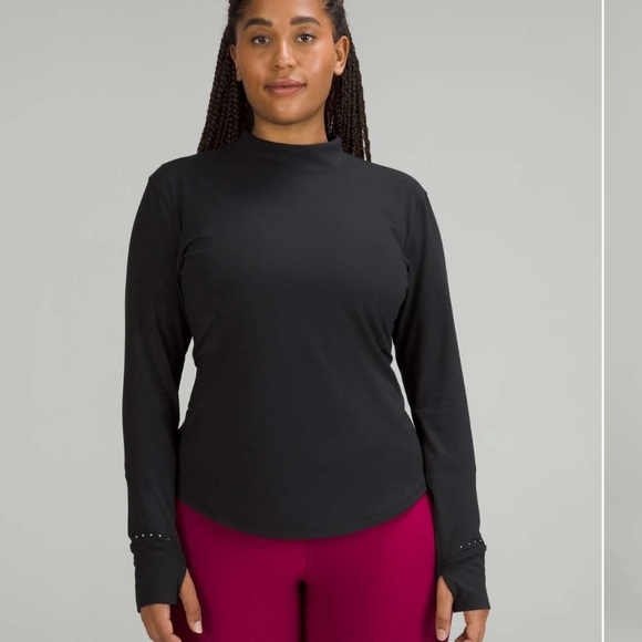 lululemon athletica Tops - Lululemon Rulu Running Long-Sleeve Mock Neck Shirt in Black W2172 Sz 2